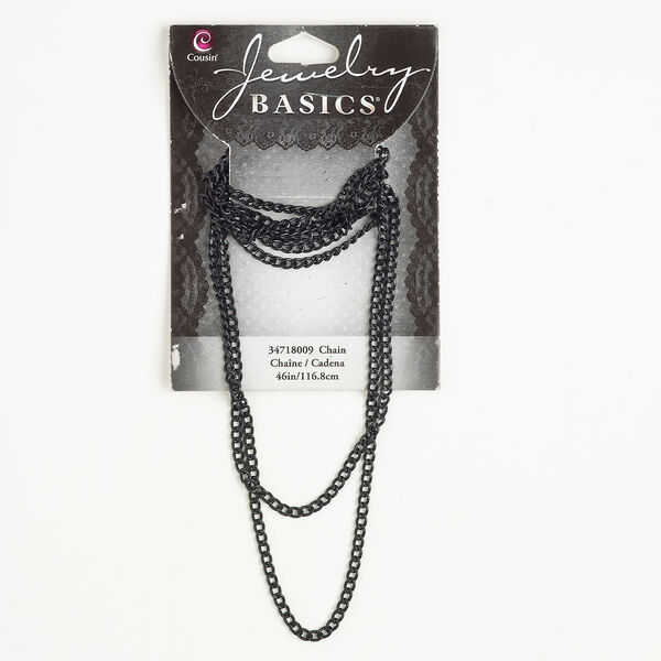Chain steel 1pk 3.1mm curb, anodized black 46 inch image number 0