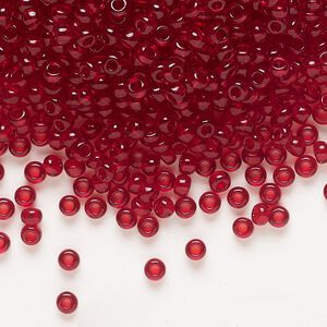 Seed bead, Preciosa Ornela Czech glass, pkg/500g, #8 rocaille, transparent ruby, (90090).