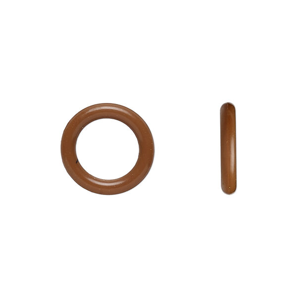 Component, Oh! Ring™, silicone, chocolate brown, 15mm round with 10mm hole. Sold per pkg of 100. image number 0