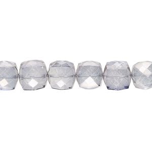 Quartz crystal 1pkg1, hand-cut faceted cube bead 7 inch 8x7mm-9x9mm