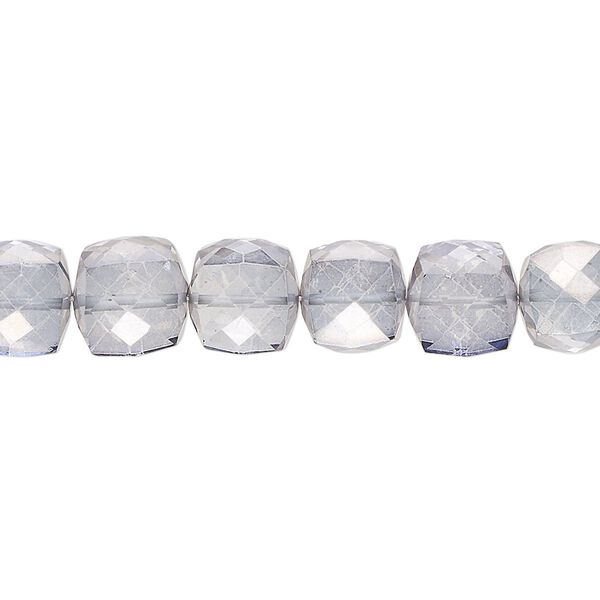 Quartz crystal 1pkg1, hand-cut faceted cube bead 7 inch 8x7mm-9x9mm image number 0