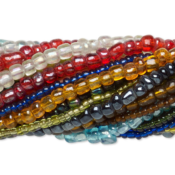 Seed bead mix, glass, pkg/(20)14inch, #6 round, mixed mixed colors. image number 0