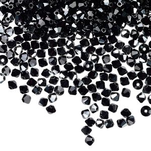 Bead 48pk jet hematite, Preciosa Czech crystal 3mm bicone