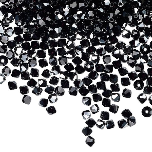 Bead 48pk jet hematite, Preciosa Czech crystal 3mm bicone image number 0