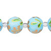 Bead, glass 1pkg8, multicolored, 14mm round with hand-painted flower. image number 0