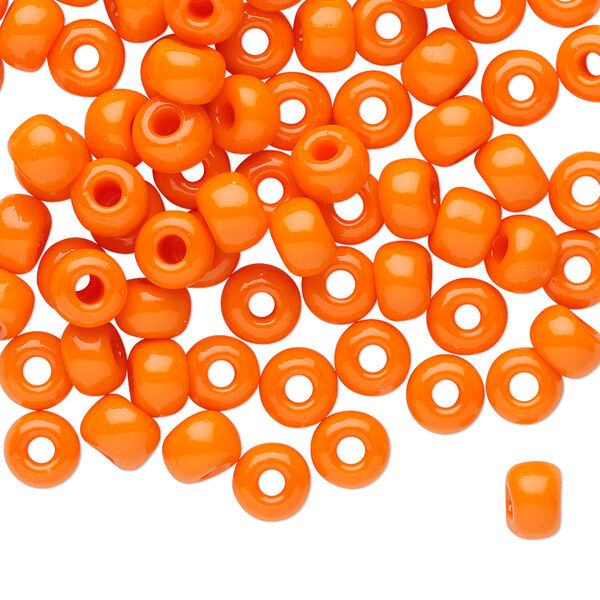Seed bead, Preciosa Ornela Czech glass, pkg/500g, #2 rocaille, opaque dark orange, (93140). image number 0