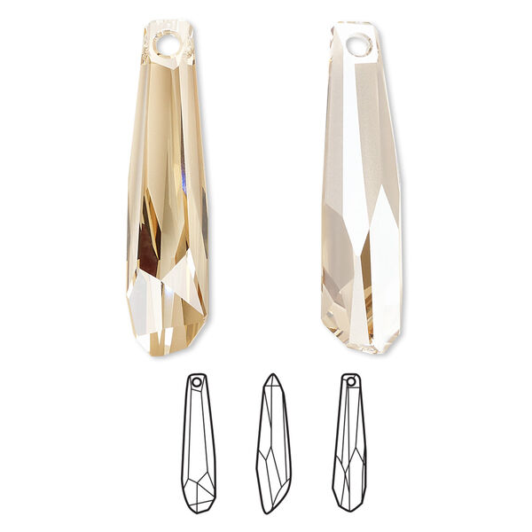 Focal 1pk crystal golden shadow V partially frosted, Crystal Passions® 30x7mm pendant crystalacite 6017/G image number 0