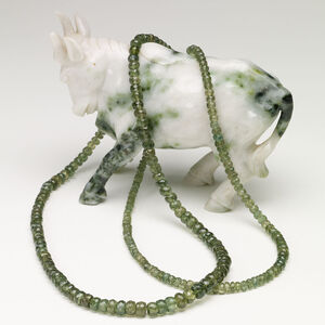 Green apatite 1pkg1, hand-cut faceted rondelle bead natural, 15.5-16 inch graduated 5x2mm-7x5mm