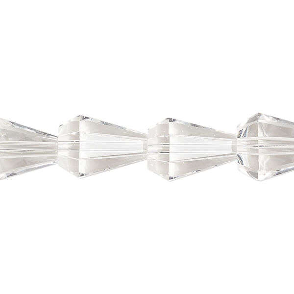 Bead, glass, crystal clear, 13x9mm faceted teardrop. Sold per 15-1/2 to 16-inch strand. image number 0