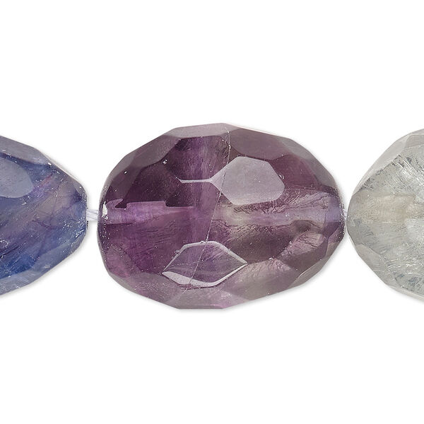 Rainbow fluorite 1pkg1, faceted nugget bead natural B grade, 15.5-16 inch large image number 0