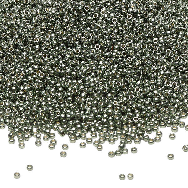 Seed bead, Miyuki, glass, pkg/35g, #15 rocaille, Duracoat® opaque galvanized sea green, (RR-4215). image number 0