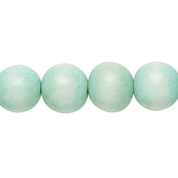 Bead, Taiwanese cheesewood (dyed / waxed), sea foam, 11-12mm round. Sold per pkg of (2) 15-1/2" to 16" strands. image number 0