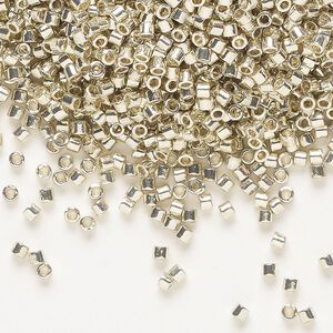Seed bead, Delica®, glass, pkg/50g, #10 round, Duracoat® opaque galvanized silver (DBM-1831).