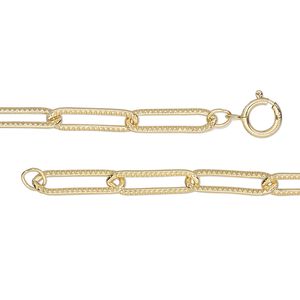Chain 1pkg1 14Kt gold-filled paperclip, 3.9mm textured / springring clasp, 18 inch