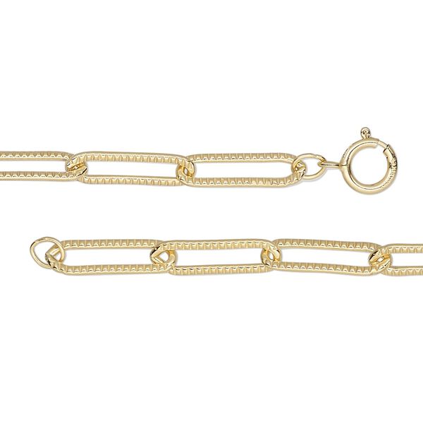 Chain, 14Kt gold-filled, 3.9mm textured paperclip, 18-inches with springing clasp. Sold individually. image number 0