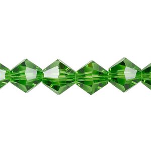 Bead 1pk transparent green, Celestial Crystal® 10mm bicone 8 inch