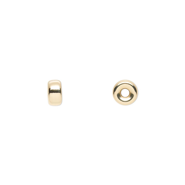 Bead, 14Kt gold-filled, 6x3mm smooth rondelle. Sold per pkg of 2. image number 0