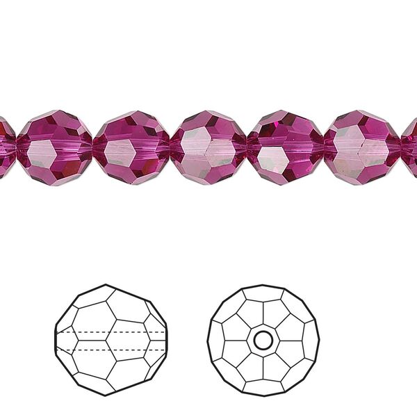 Bead 12pk fuchsia, Crystal Passions® 8mm round 5000 image number 0