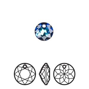 Drop 72pk crystal Bermuda blue, Swarovski® 8mm pendant classic cut 6430