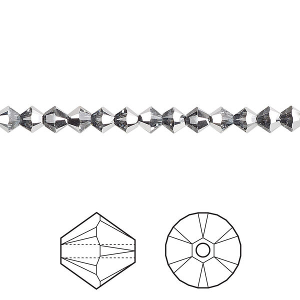 Bead 48pk crystal light chrome, Crystal Passions® 4mm bicone 5328 image number 0