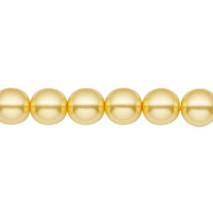 Bead, Czech pearl-coated glass druk, opaque yellow, 8mm round. Sold per 15-1/2" to 16" strand.