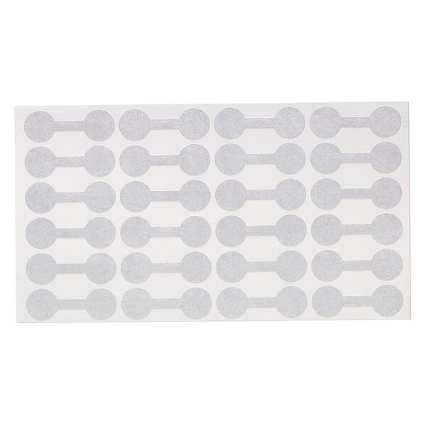Jewelry tag, Rhino Skin DuPont™ Tyvek®, polyethylene, silver, 7/16 inches round, 1-3/8 inches overall. Sold per pkg of 1,000. image number 0