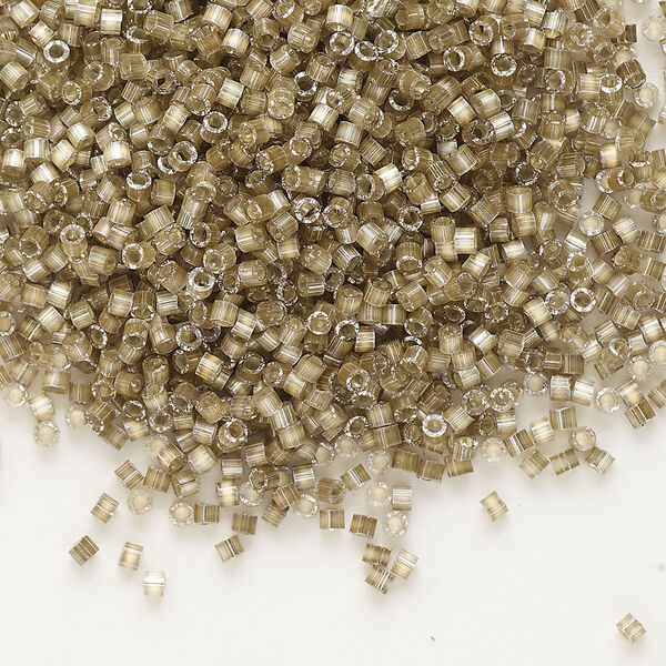 Seed bead, Delica®, glass, pkg/250g, #11 round, opaque silk satin silver-lined taupe (DB-0671). image number 0