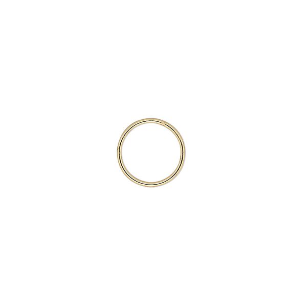 Jump ring, gold-plated brass, 10mm soldered round, 8.3mm inside diameter, 20 gauge. Sold per pkg of 100. image number 0