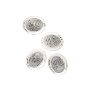 Bezel cup, sterling silver, solid back, 10x8mm oval. Sold per pkg of 4.