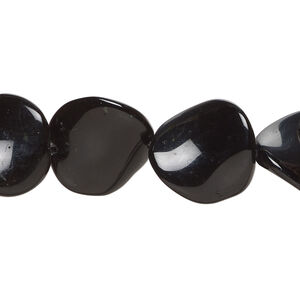 Black obsidian 1pkg1, twisted flat round bead natural, 15 inch 16mm