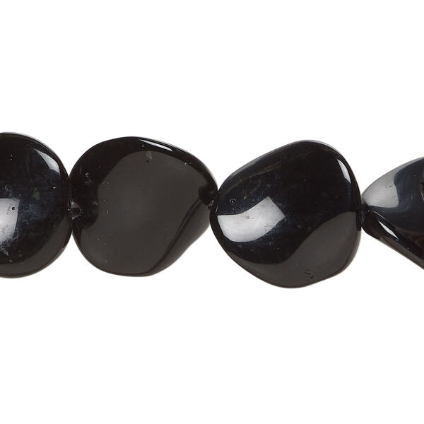 Black obsidian 1pkg1, twisted flat round bead natural, 15 inch 16mm image number 0
