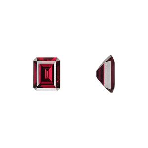 Rhodolite garnet 1pkg1, hand-cut faceted emerald-cut gem natural 10x8mm