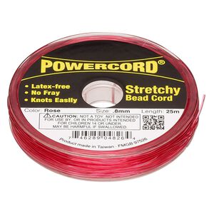 Cord, Powercord®, elastic, rose, 0.8mm, 8.5-pound test. Sold per 25-meter spool.