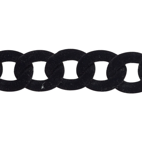 Chain, aluminum, flocked black, 13mm curb. Sold per pkg of 24 inches. image number 0