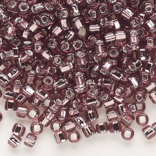 Seed bead, Dyna-Mites™, glass, silver-lined translucent lilac, #6 round with square hole. Sold per 1/2 kilogram pkg. image number 0