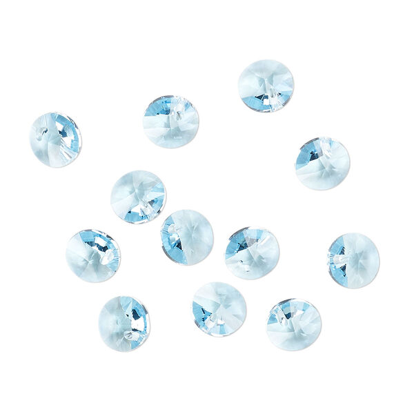 Drop 12pk aquamarine, Crystal Passions® 6mm pendant mini disk 6428 image number 1