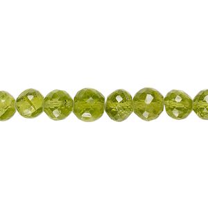 Peridot 1pkg1, hand-cut faceted round bead natural 8 inch graduated 3-7mm