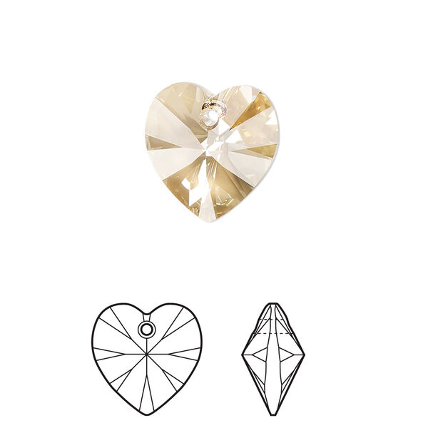 Drop 2pk crystal golden shadow, Crystal Passions® 14mm pendant heart 6228 image number 0