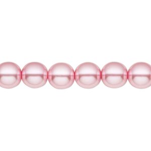 Bead, Czech pearl-coated glass druk, opaque pink, 8mm round. Sold per 15-1/2" to 16" strand.