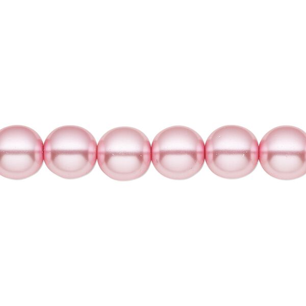 Bead, Czech pearl-coated glass druk, opaque pink, 8mm round. Sold per 15-1/2" to 16" strand. image number 0
