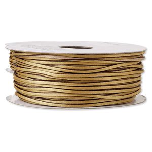 Cord, Satinique™, nylon, tan / light brown / brown, 2mm regular with vertical stripe. Sold per 100-foot spool.