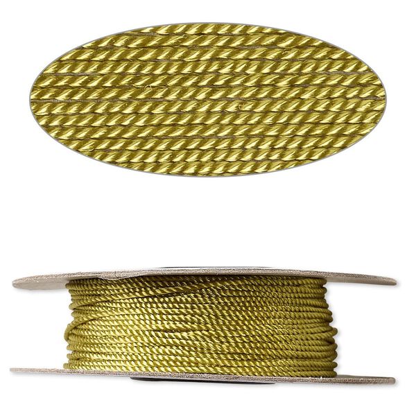 Cord, nylon, olive green, 1mm twisted. Sold per 100-foot spool. image number 0
