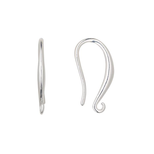 Ear wire fishhook 1pkg10 silver-plated, 18mm / open loop, 19 gauge brass 5 pair image number 0