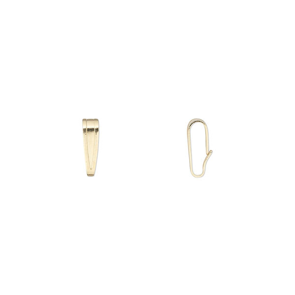 Bail snap-on 1pk 10Kt gold, 8.5x2.5mm 6mm grip length image number 0