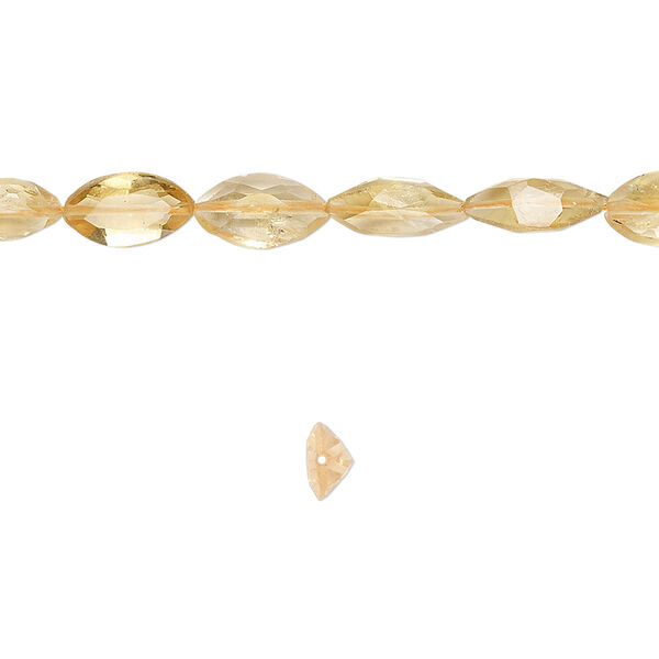 Bead, citrine (dyed / heated), 8x5mm hand-cut faceted marquise, B grade, Mohs hardness 7. Sold per 15-1/2" to 16" strand. image number 0