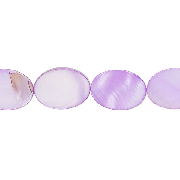 Mother-of-pearl shell 1pkg1, flat oval bead 15 inch purple 14x10mm image number 0