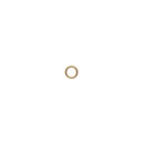 Jump ring, 14Kt gold, 4mm soldered round, 2.6mm inside diameter, 22 gauge. Sold per pkg of 2.