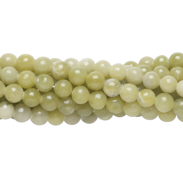 Bead, green serpentine (natural), 4mm round, C grade, Mohs hardness 2-1/2 to 6. Sold per pkg of (10) 15-1/2" to 16" strands. image number 0