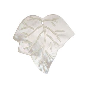 Focal, mother-of-pearl shell (natural), 27x25mm hand-carved leaf, Mohs hardness 3-1/2. Sold individually.