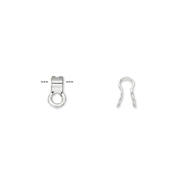 Ball chain connector, silver-finished steel, 7.5x4mm, fits 2.4mm ball chain. Sold per pkg of 10. image number 0